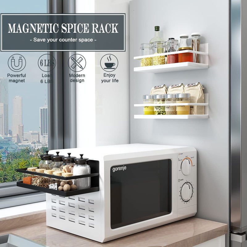 Hoopoton Magnetic Spice Rack Organizer Single Tier Refrigerator Spice Storage Shelf, Easy to Install The Side of The Refrigerator Can Hold spices, Jar of Olive Oil (White, 2 PACK) - Image 5